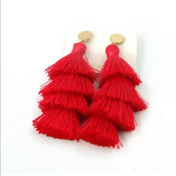 Jewelry - 🟢for bundle only 🟢Red Tassels earrings 🔲